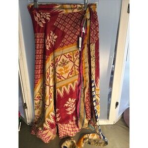 Darn Good Yarn Sari Wrap Skirt NWT Size 8-20 Tea Length Silk Blend Reversible